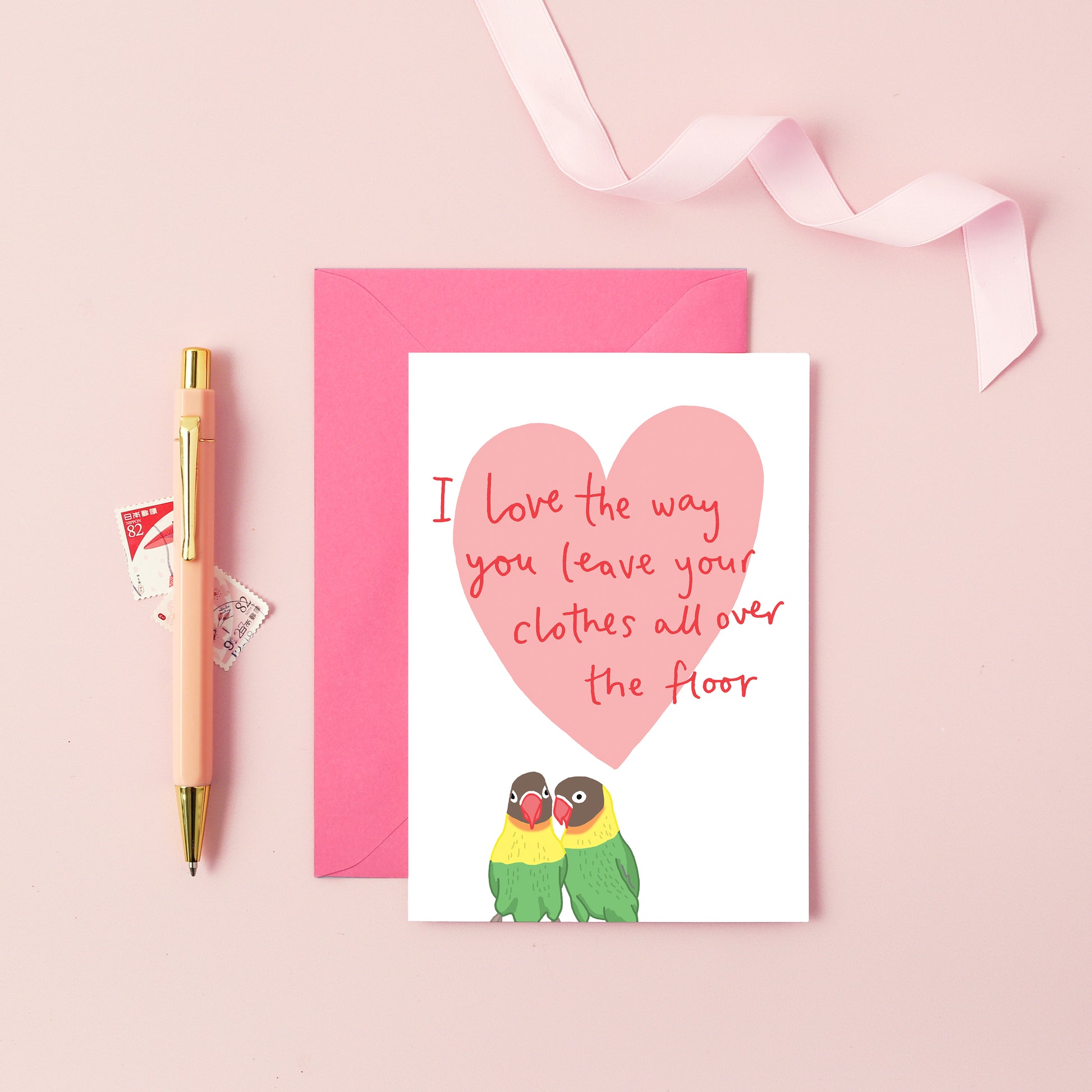 A love birds card with a funny caption from You've Got Pen on Your Face.
