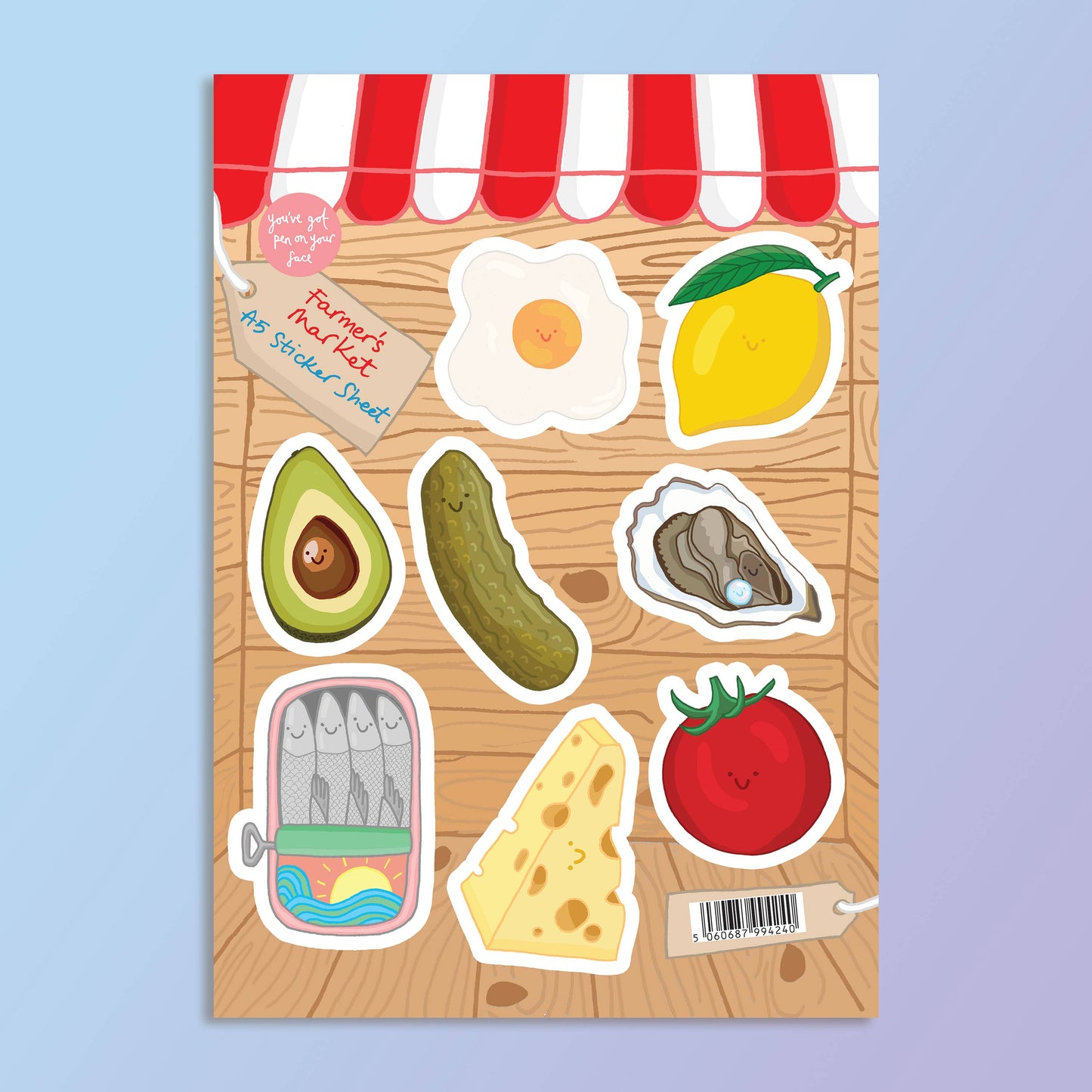 Farmers Market Food A5 Vinyl Sticker Sheet | Cute Foods