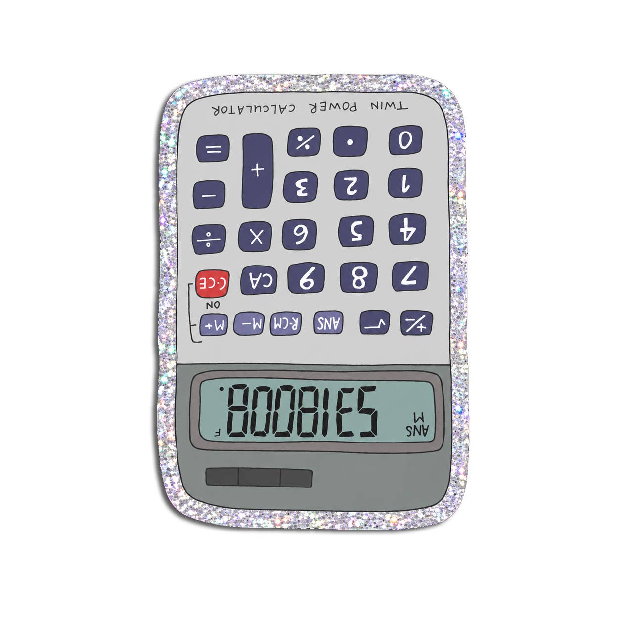 Boobies | Funny Calculator Holographic Vinyl Sticker