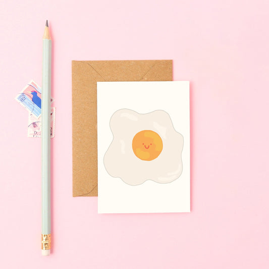Mini Alternative Easter Card Featuring a Smiley Fried Egg