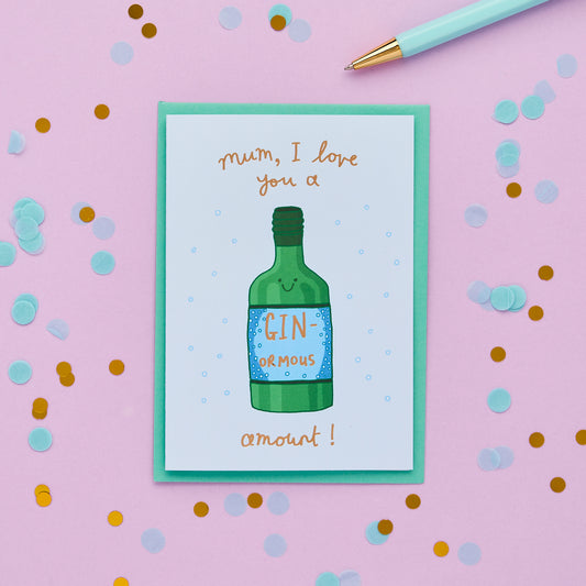A Funny Mother's Day Card Featuring A Bottle Of Gin