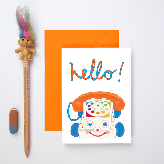 A Hello! Vintage Toy Phone Card from You've Got Pen on Your Face.