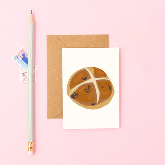 Cute Mini Hot Cross Bun Card - Perfect For Easter