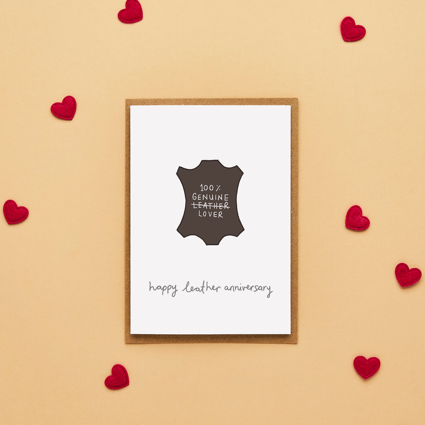 Third wedding anniversary card featuring a leather symbol.