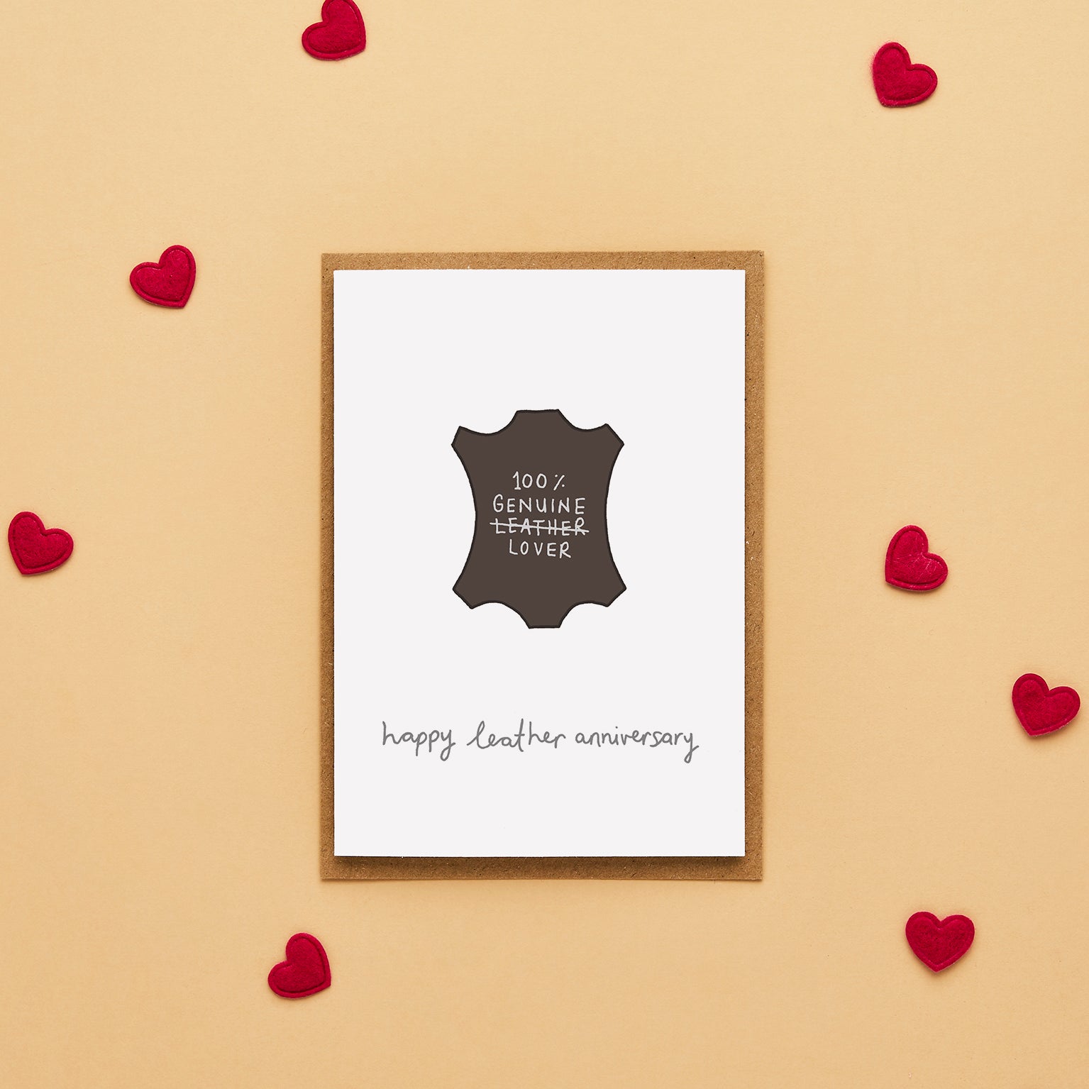 Third wedding anniversary card featuring a leather symbol.