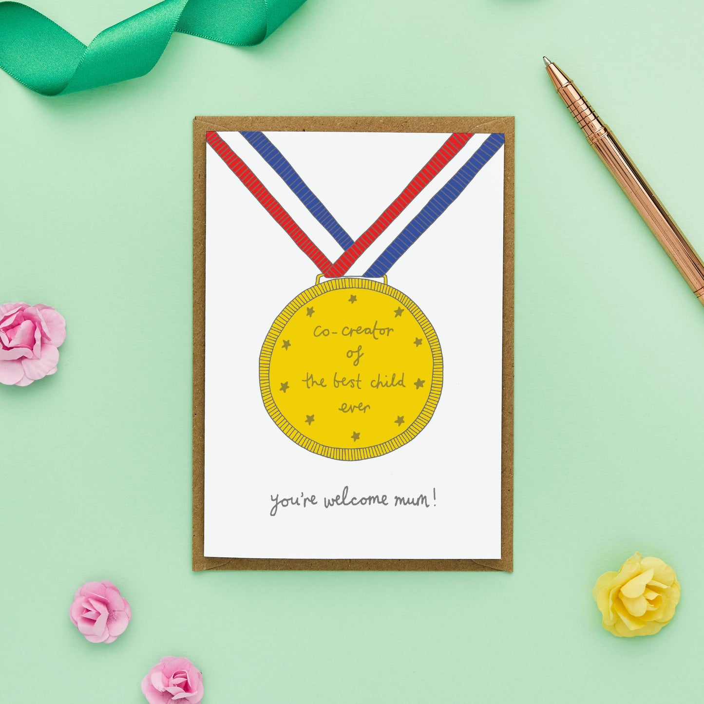Funny Mother's Day card featuring a medal