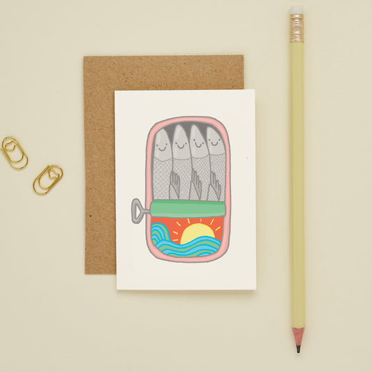 Cute Mini Sardines Greeting Card