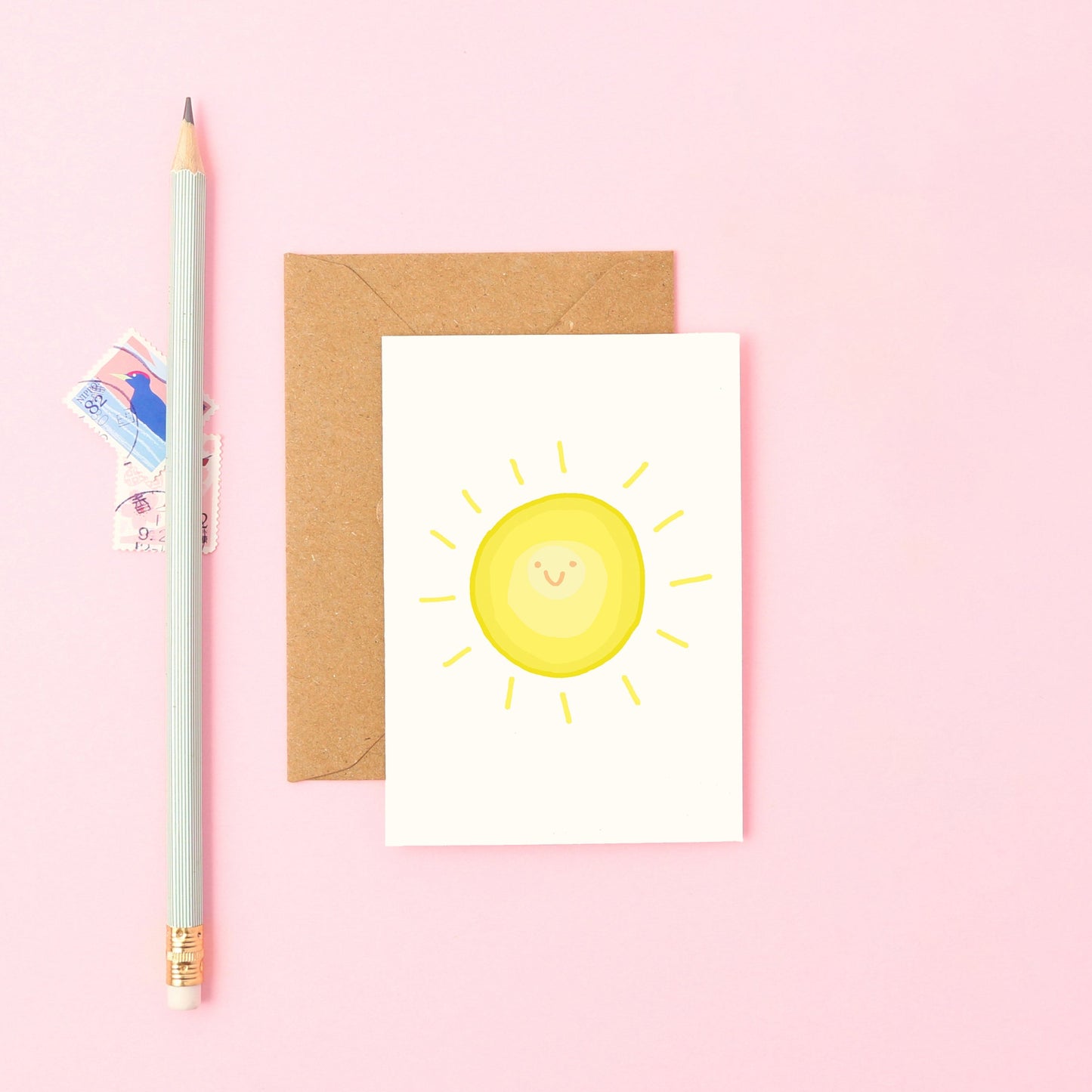 Mini Greeting Card Featuring a Smiley Sunshine