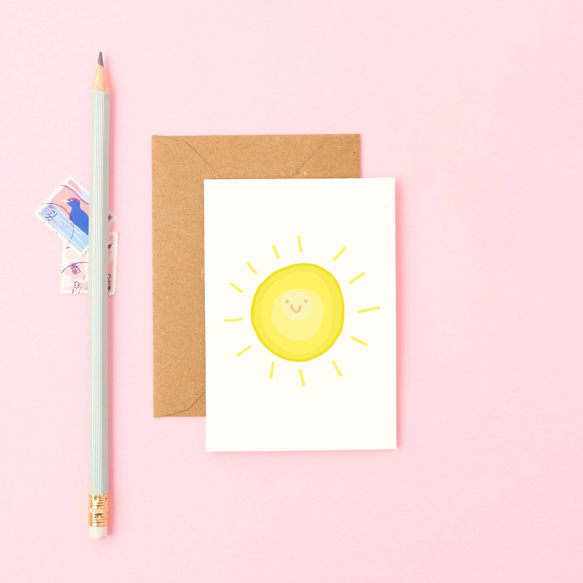 Mini Greeting Card Featuring a Smiley Sunshine