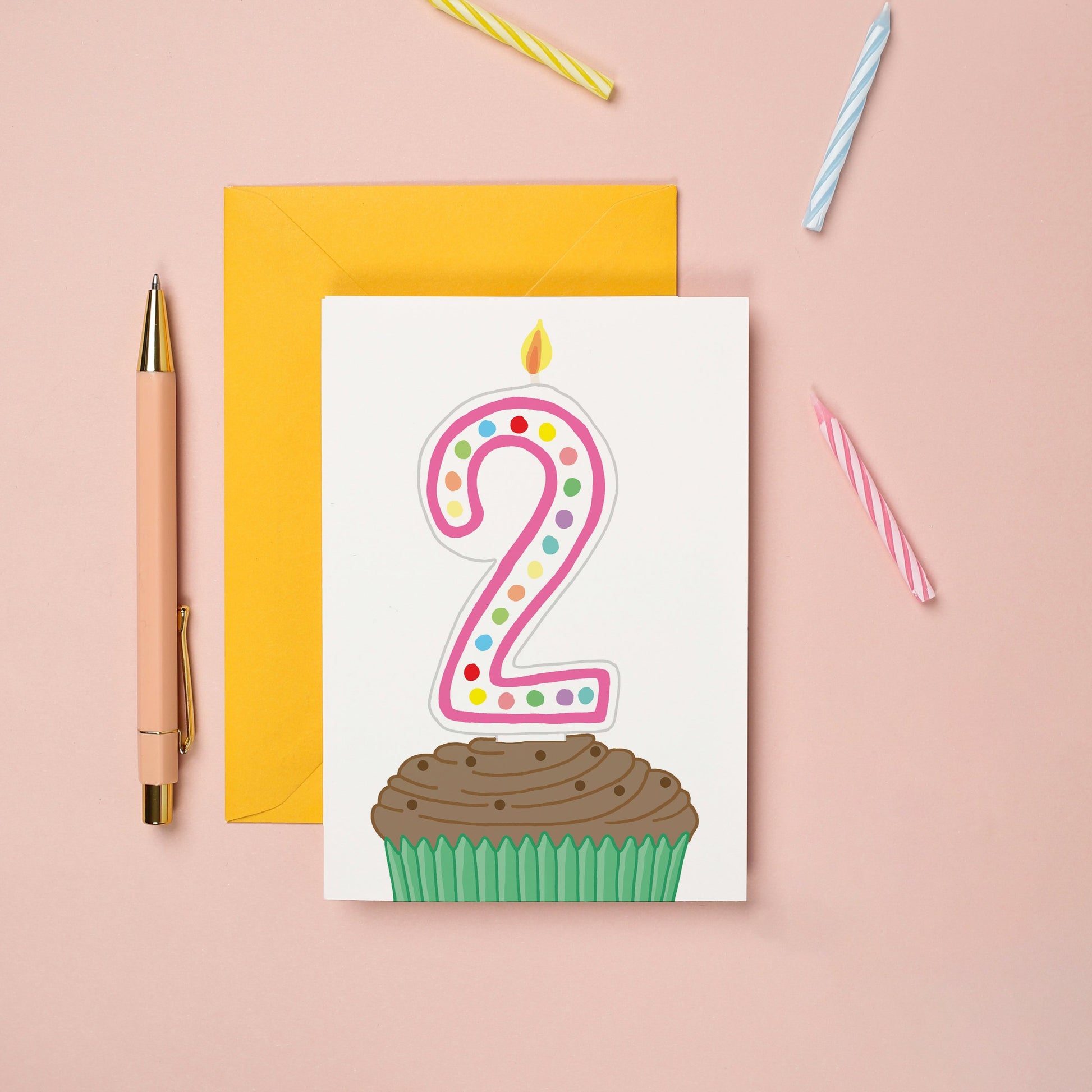 A 2nd birthday card with a cupcake illustration