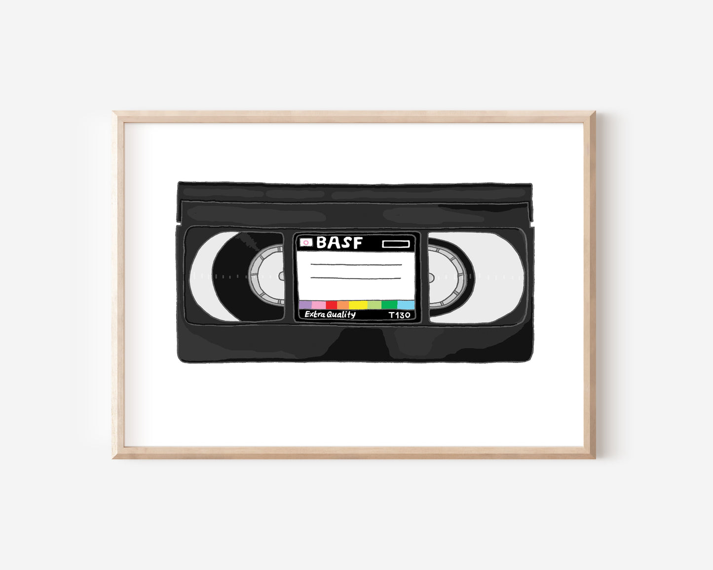 An A4 print with a VHS tape illustration
