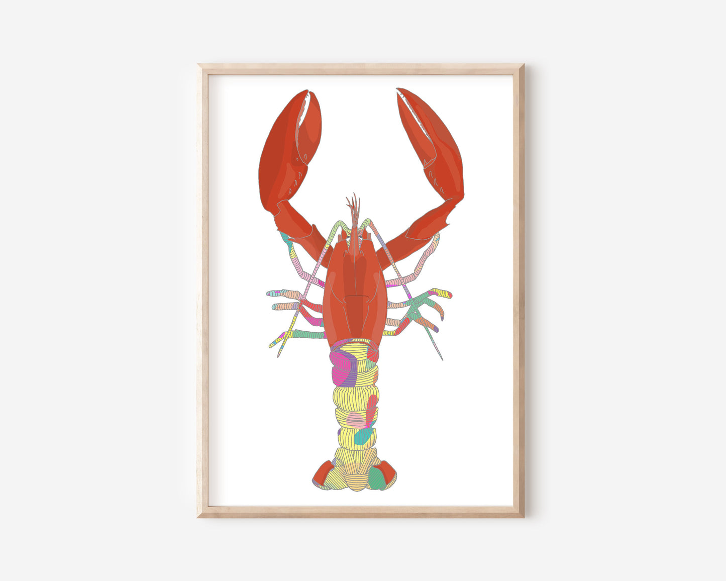 An A5 print with a lobster illustration
