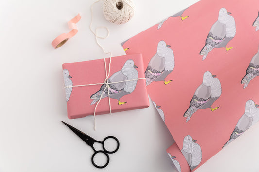 Pigeons (Pink) Gift Wrap from You've Got Pen on Your Face.