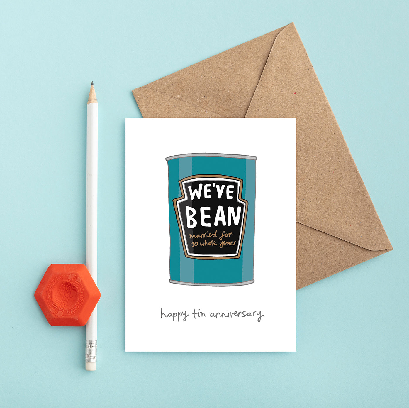 A Tin Wedding Anniversary Card from You've Got Pen on Your Face.