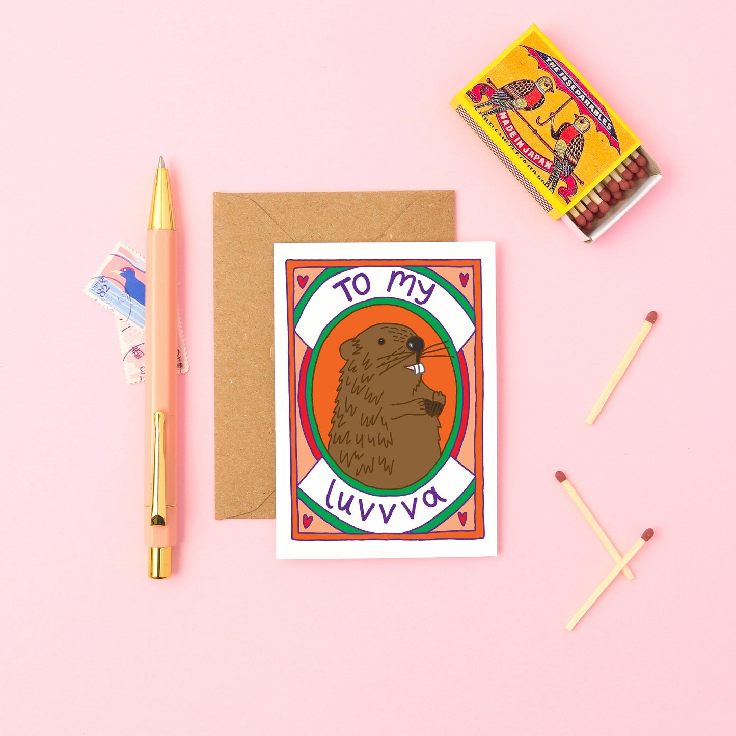 This mini card features a beaver