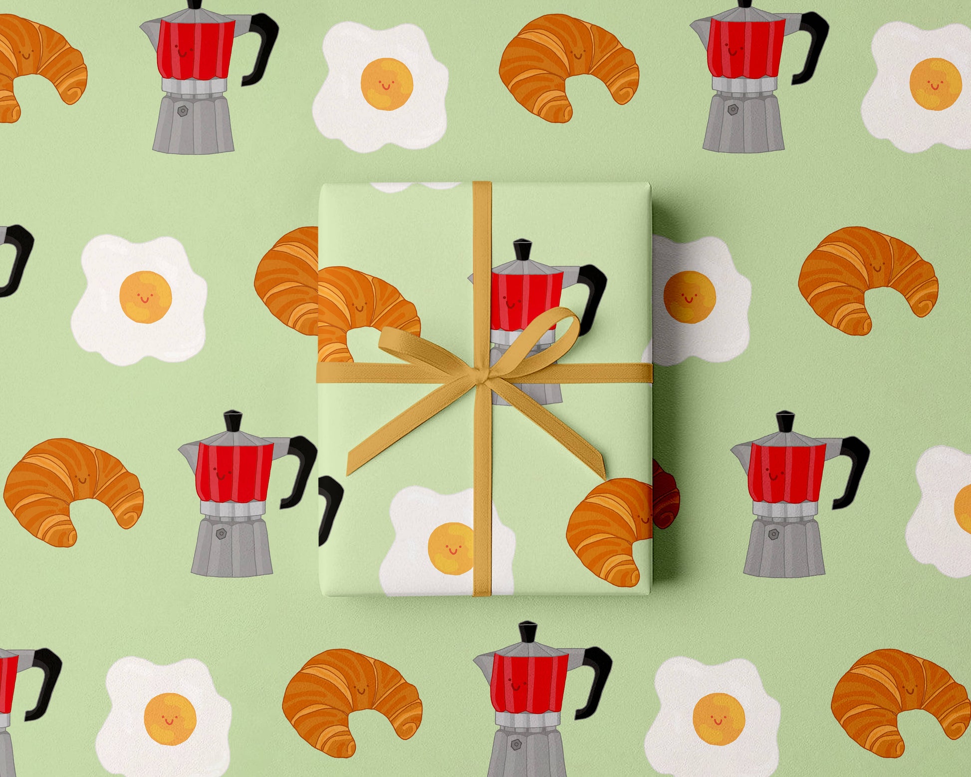 Breakfast Gift Wrap | Foodie Gift Wrap | Croissant Gift Wrap