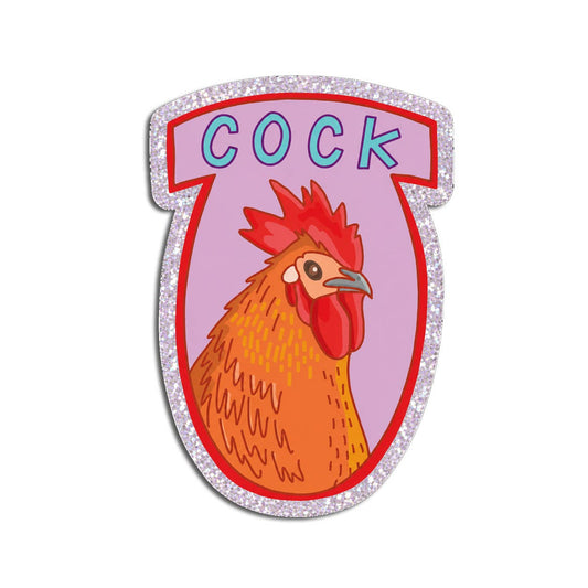 Cock | Funny Cockerel Glitter Holographic Vinyl Sticker
