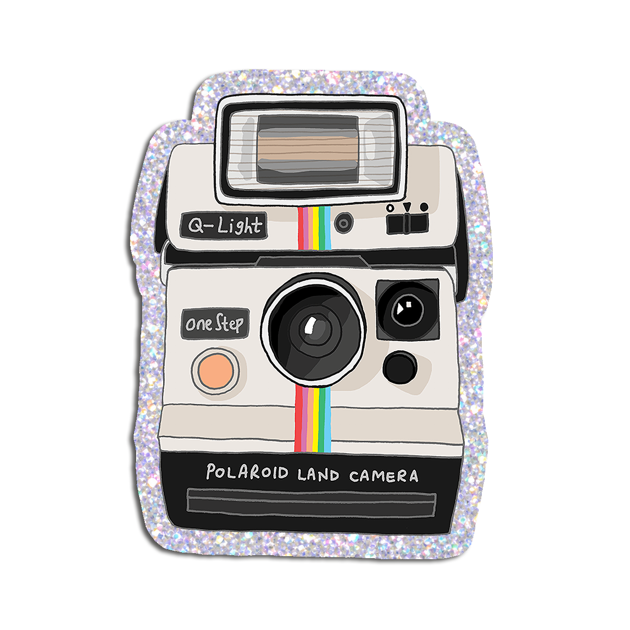 Polaroid Camera | Holographic Glitter Die-Cut Sticker