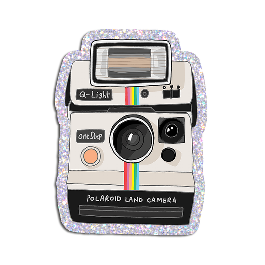 Polaroid Camera | Holographic Glitter Die-Cut Sticker