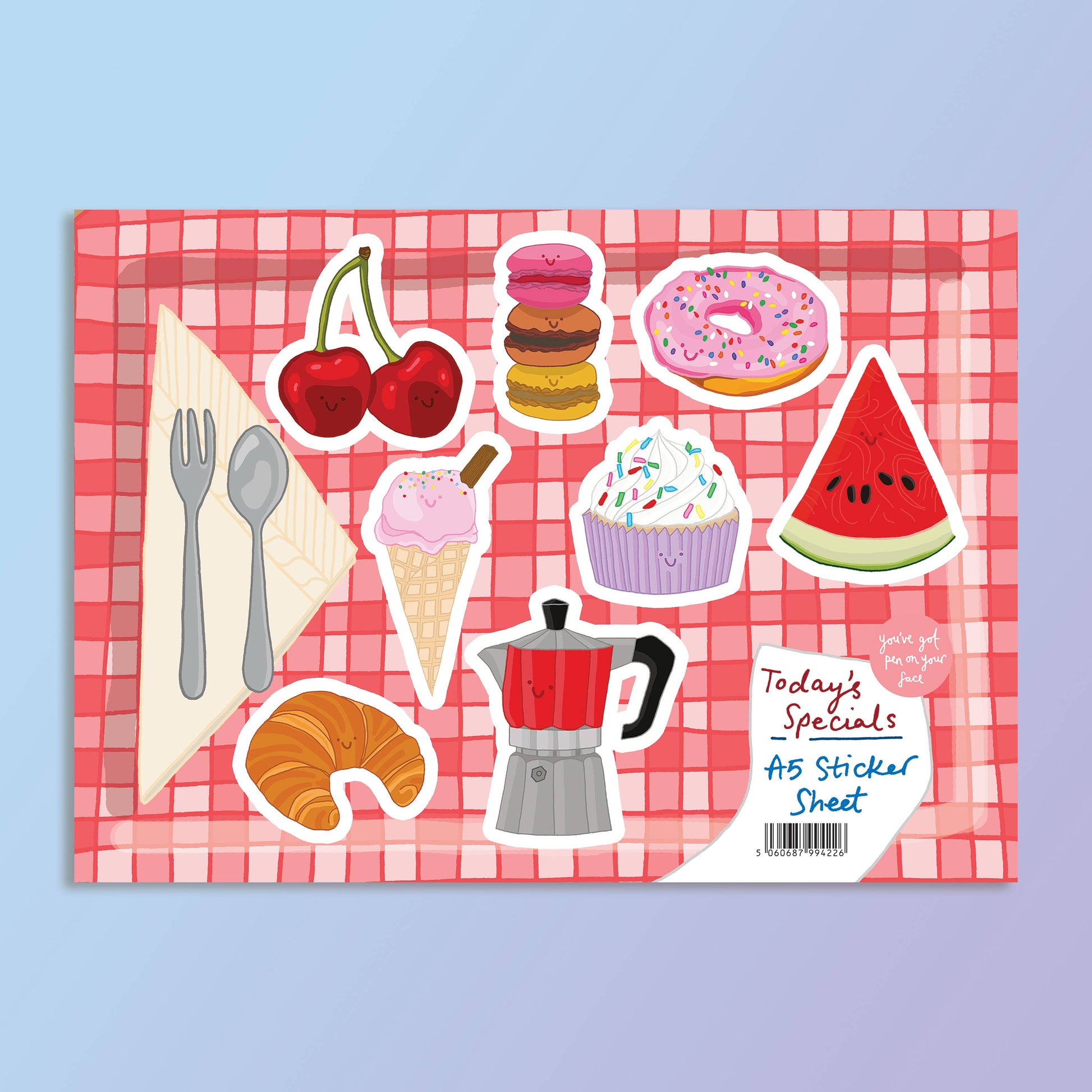 Sweet Food A5 Vinyl Sticker Sheet | Cute Food Stickers