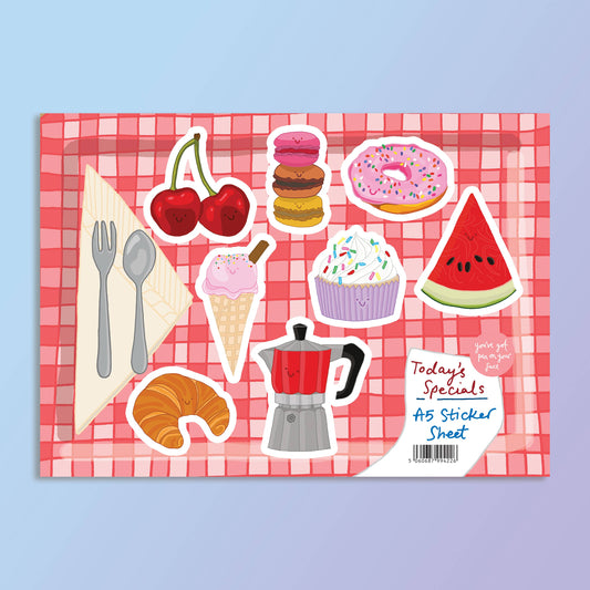 Sweet Food A5 Vinyl Sticker Sheet | Cute Food Stickers