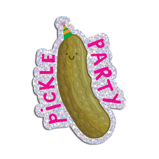 Pickle Party | Pickle Holographic Glitter Die Cut Sticker
