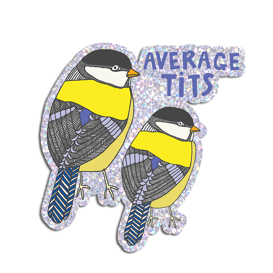 Average Tits | Funny Bird Holographic Glitter Sticker