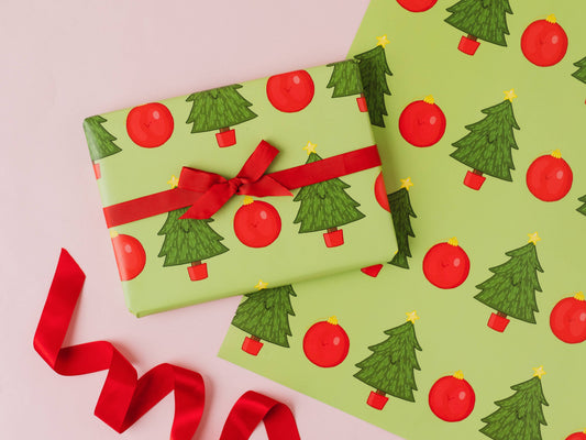 Christmas Tree & Bauble Gift Wrap | Festive Wrapping Paper