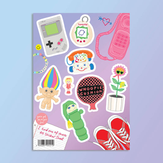 A5 Retro Vinyl Sticker Sheet | 80s, 90s & Y2K Nostalgia