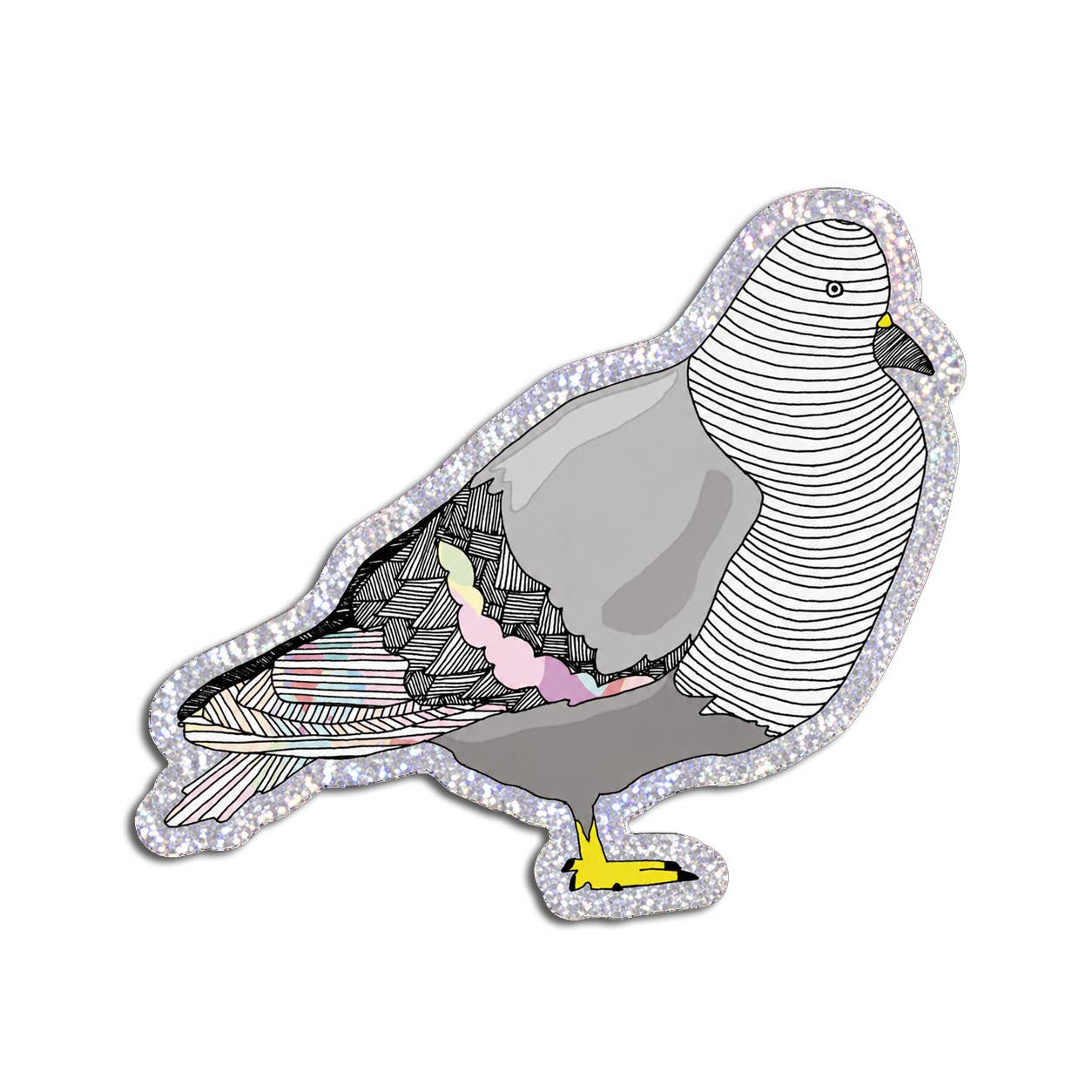Pigeon | Bird Holographic Glitter Die-Cut Sticker