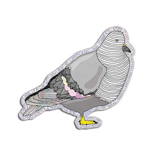 Pigeon | Bird Holographic Glitter Die-Cut Sticker