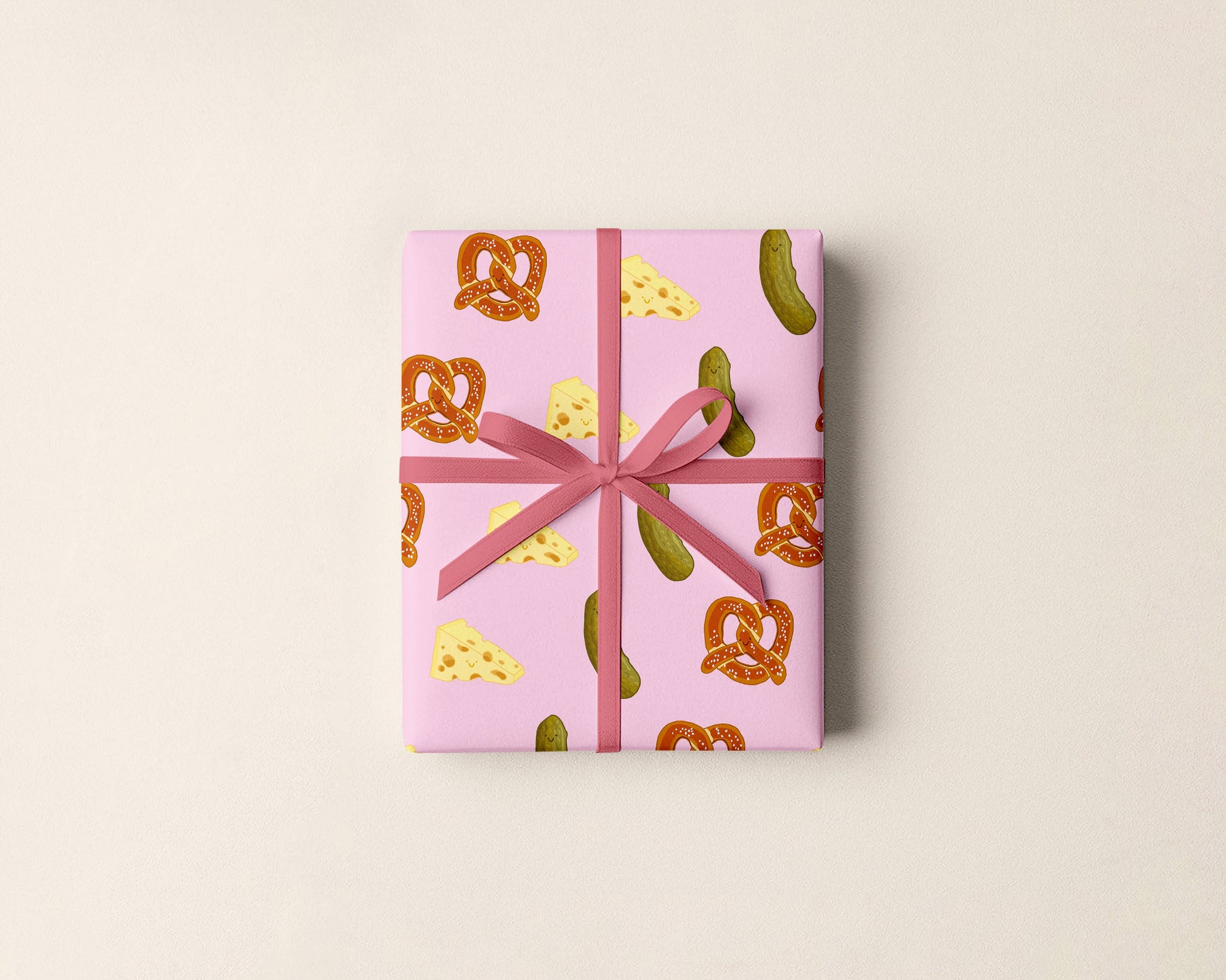 Deli Gift Wrap | Cheese Pickle & Pretzel Wrapping Paper