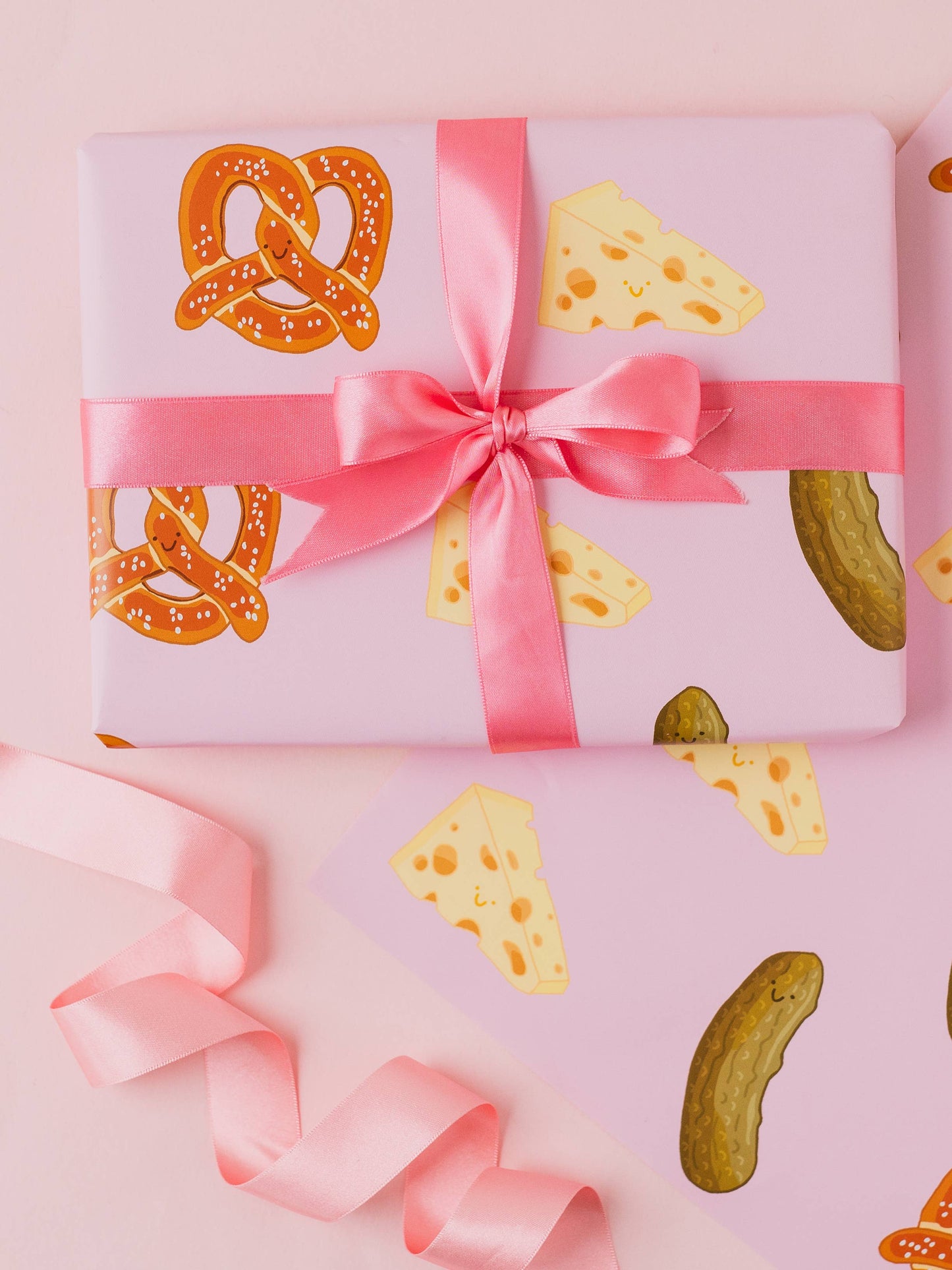 Deli Gift Wrap | Cheese Pickle & Pretzel Wrapping Paper