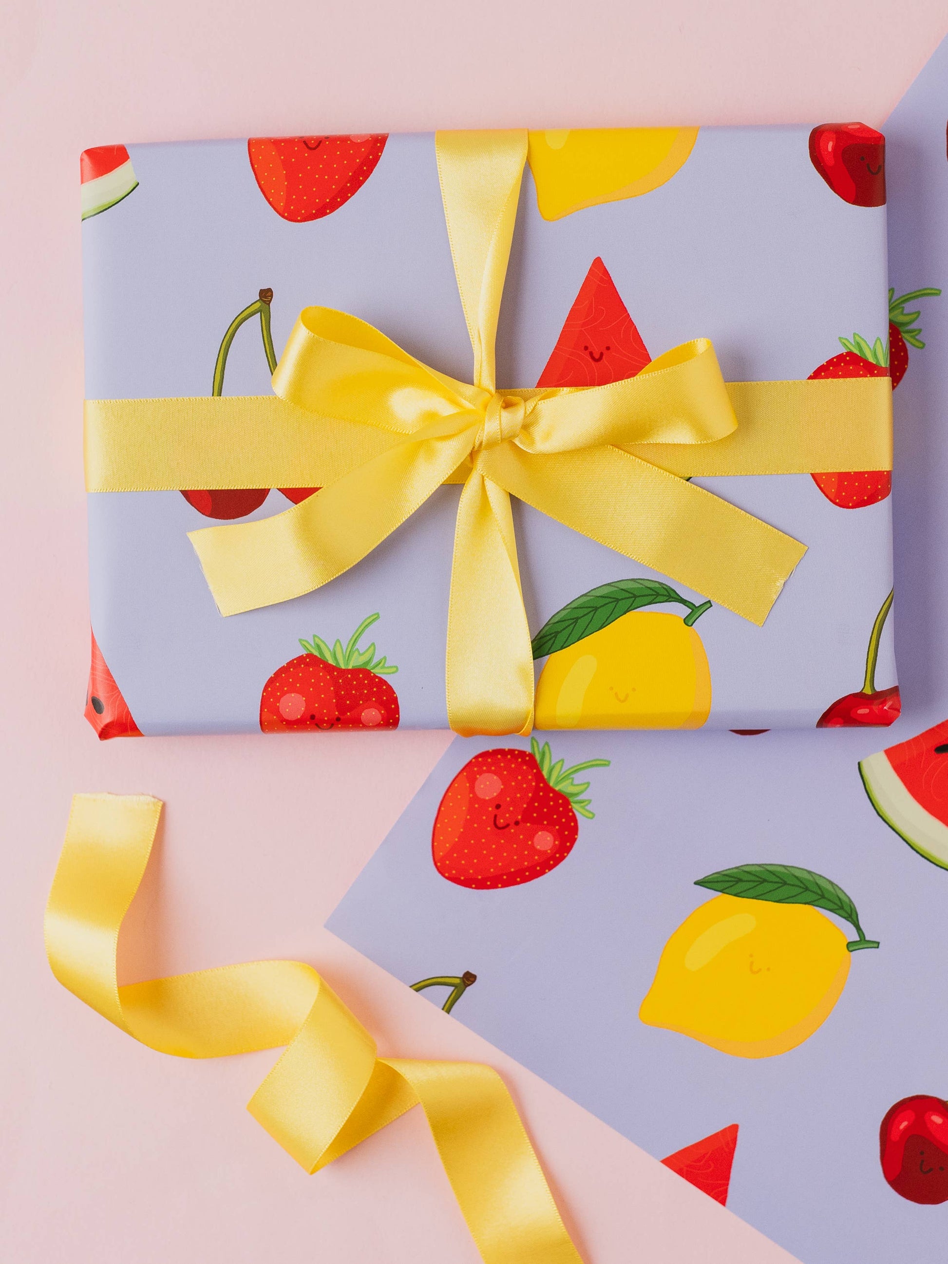 Summer Fruit Gift Wrap | Strawberry & Cherry Wrapping Paper