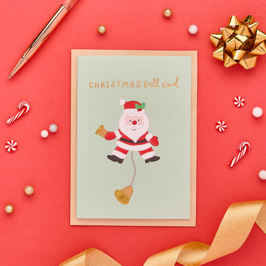 Bell End Funny Christmas Card Featuring Father Christmas