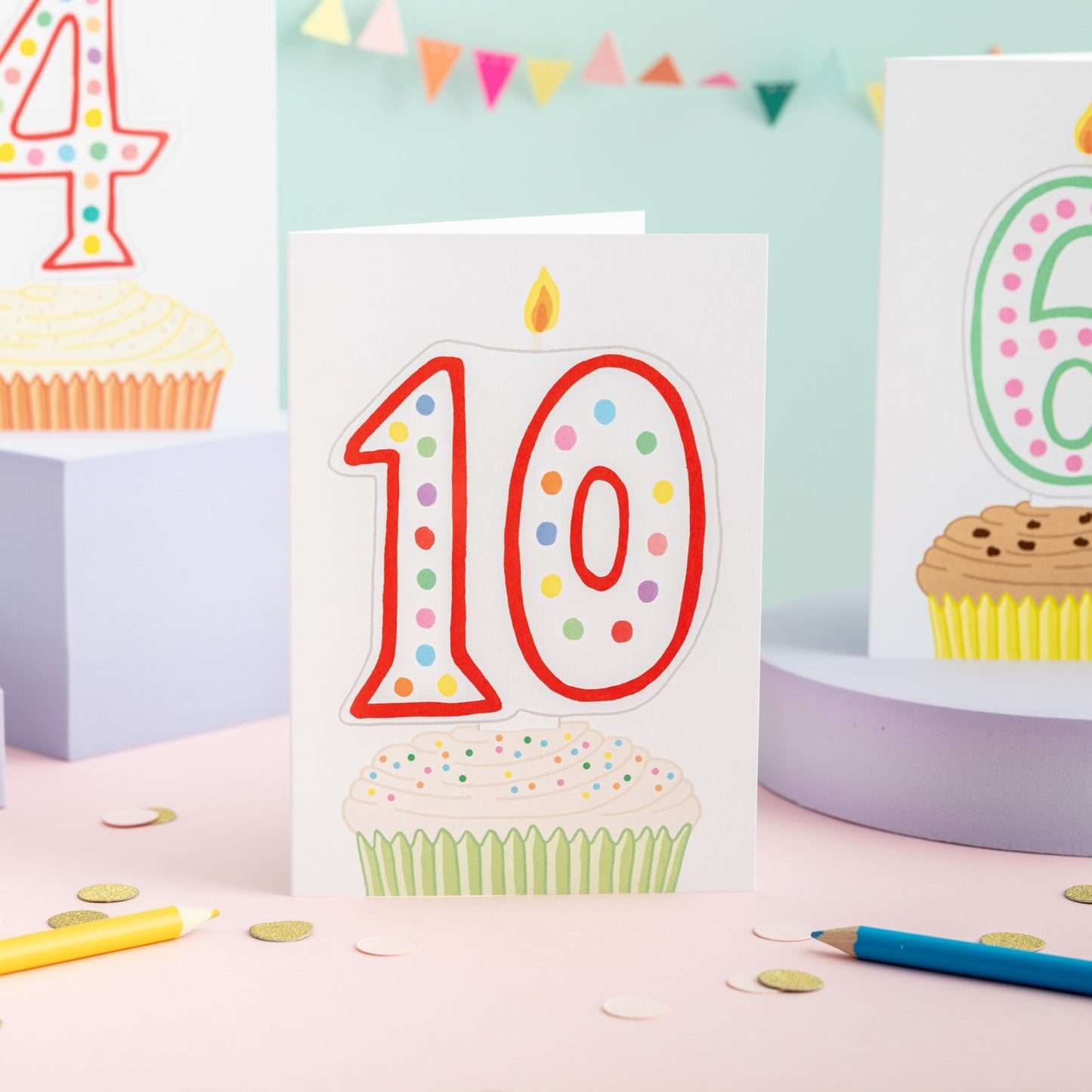 A 10th birthday card with a cupcake illustration