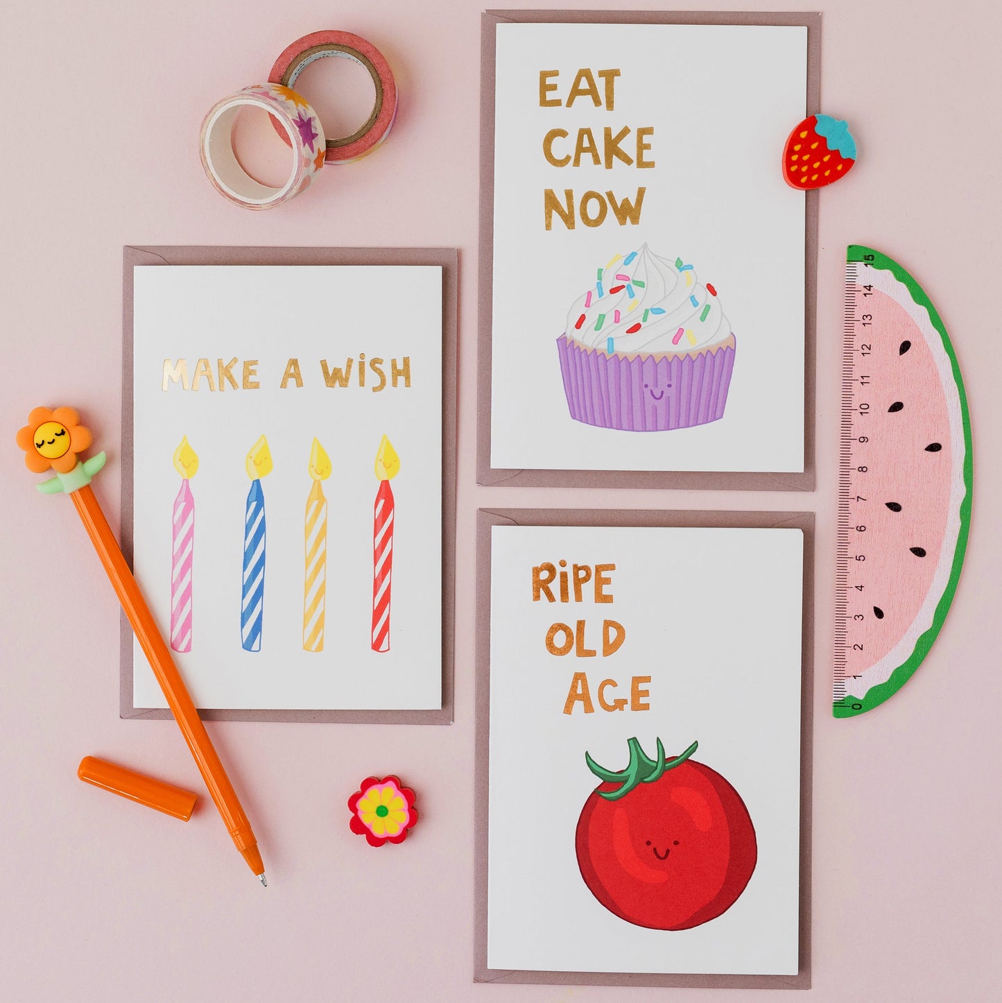 Collection of hand drawn birthday cards from You've Got Pen On Your Face