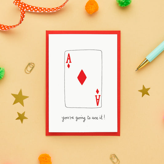 A Good Luck Card Featuring an Illustrated Ace of Diamonds