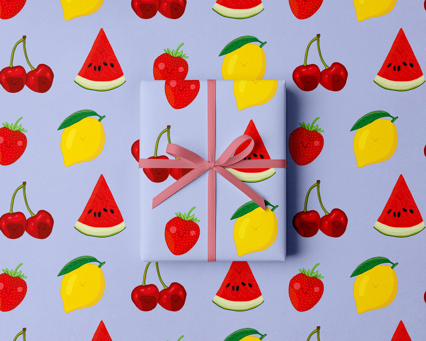Summer Fruit Gift Wrap | Strawberry & Cherry Wrapping Paper