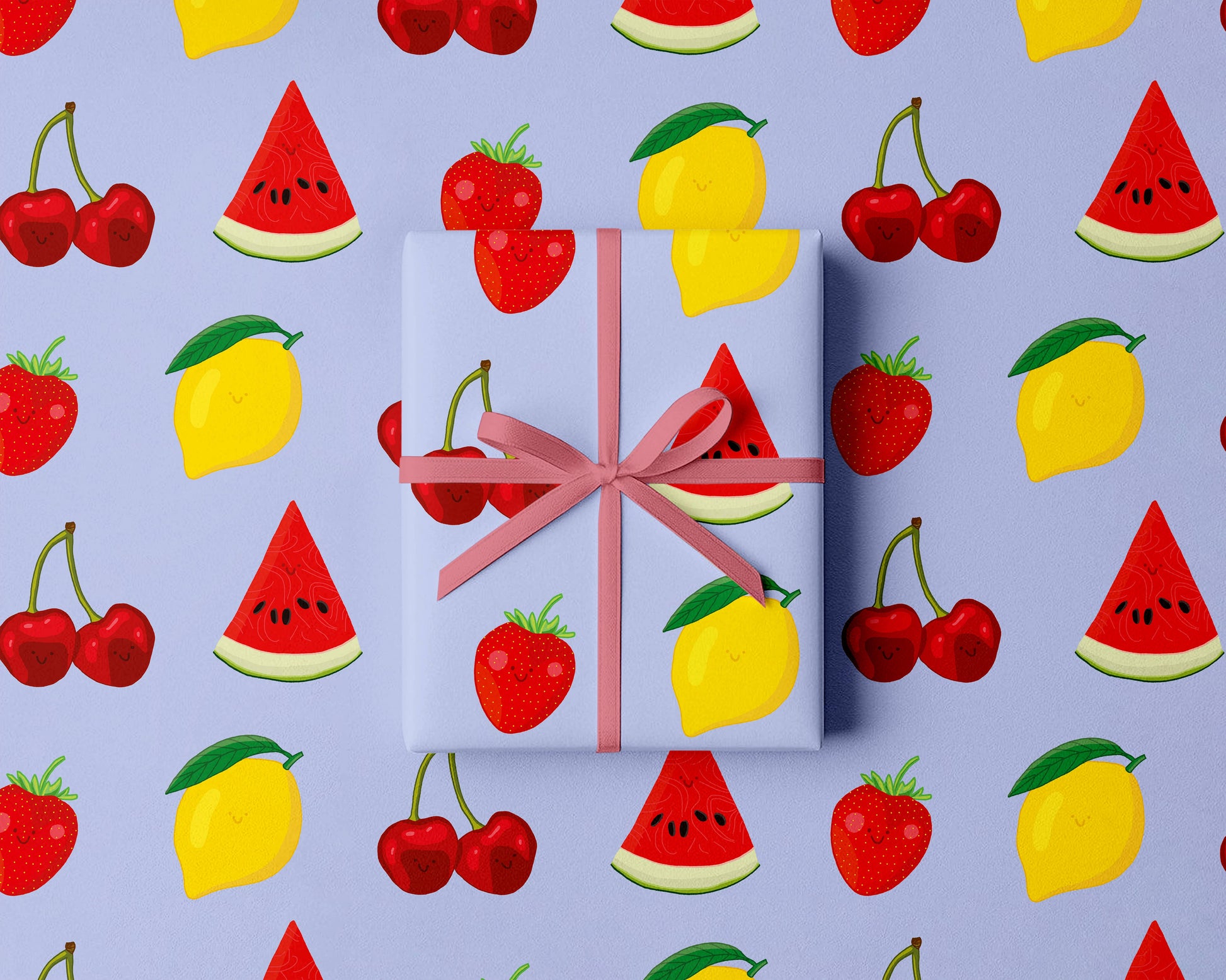 Summer Fruit Gift Wrap | Strawberry & Cherry Wrapping Paper