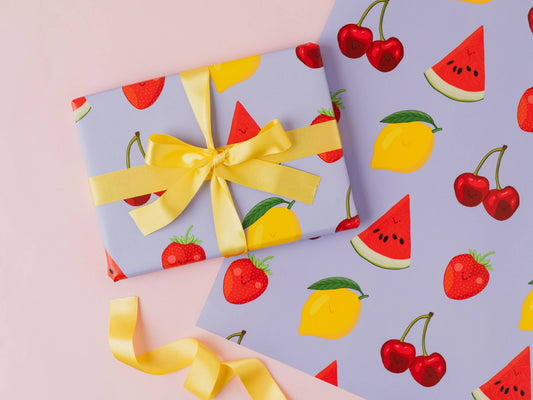 Summer Fruit Gift Wrap | Strawberry & Cherry Wrapping Paper
