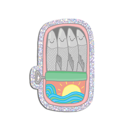 Sardines | Fish Holographic Glitter Die-Cut Sticker