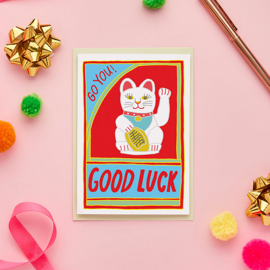 Good Luck Cat Greeting Card from You've Got Pen on Your Face.