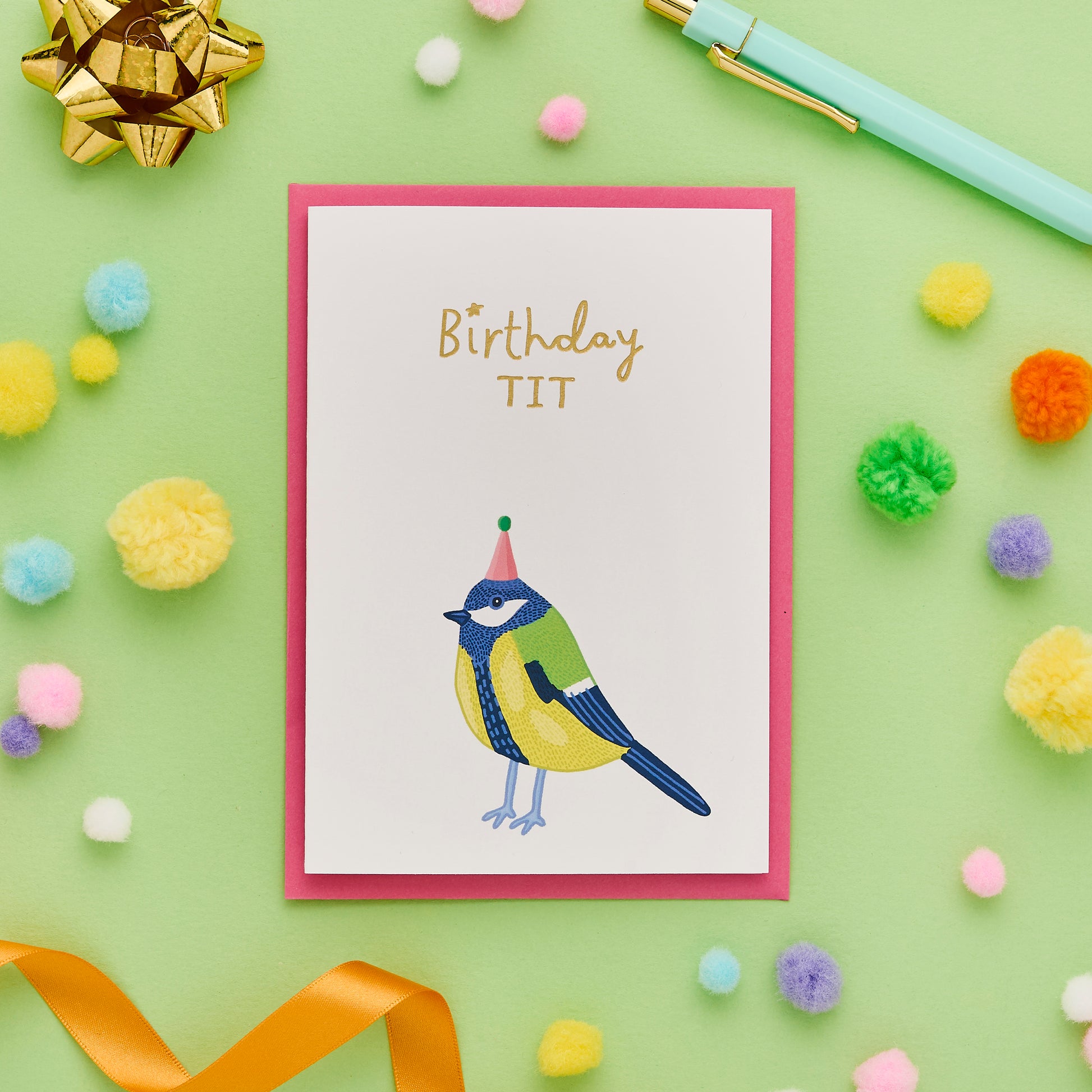 Funny Birthday Card Featuring a Birthday Tit 