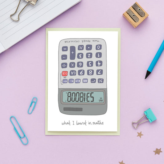 A Funny Birthday Card Featuring a Boobies Calculator