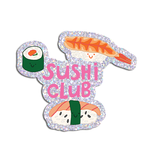 Sushi Club | Sushi Holographic Glitter Die-Cut Sticker