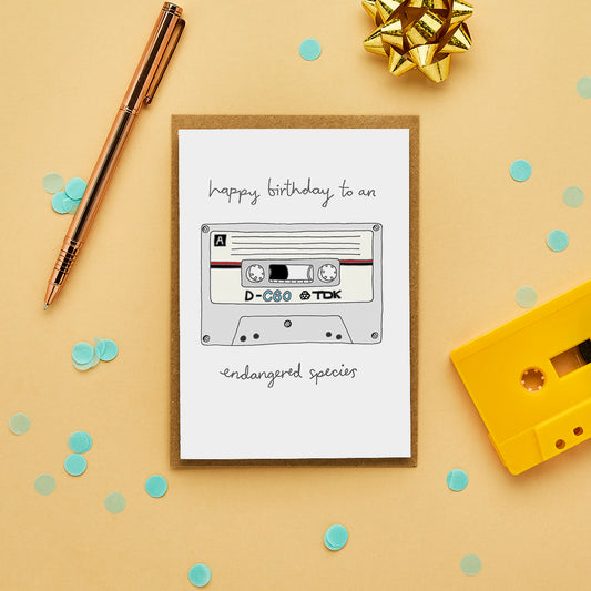 A Funny Birthday Card Featuring An Illustration Of A Cassette Tape