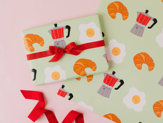 Breakfast Gift Wrap | Foodie Gift Wrap | Croissant Gift Wrap