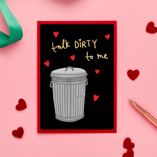 Quirky Valentine's Card Featuring a Trash Bin