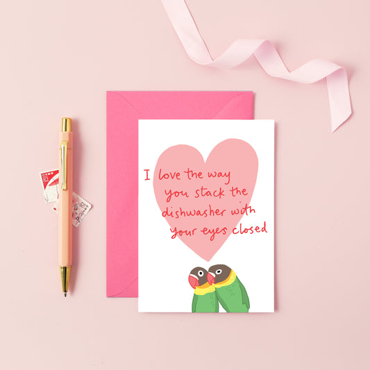 A love birds card with a funny caption from You've Got Pen on Your Face.